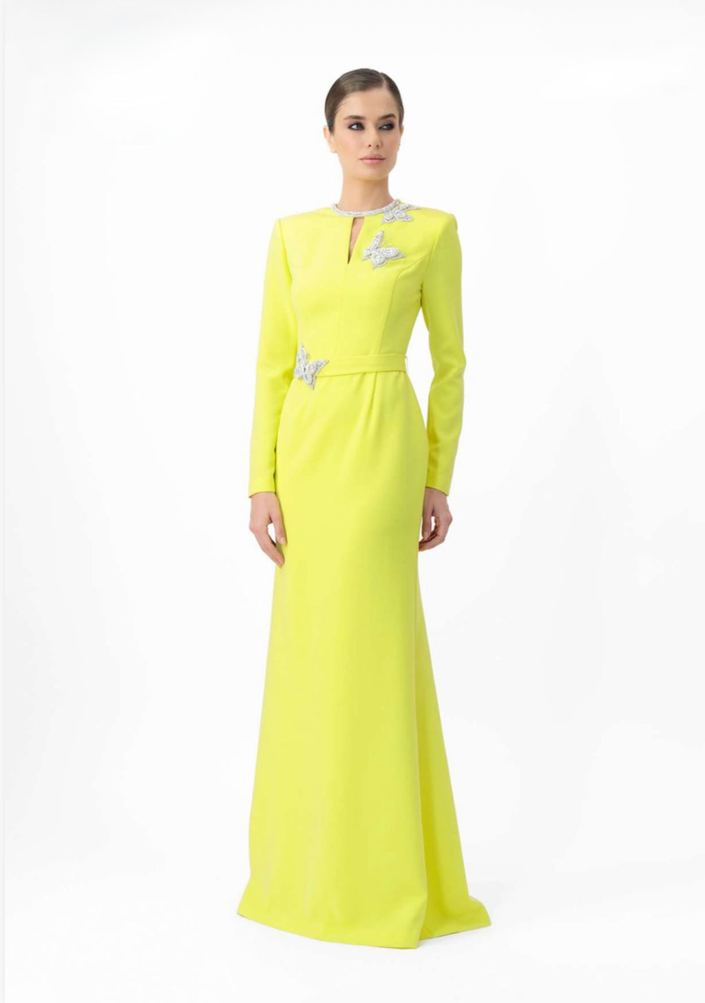 Embellished maxi dress with long sleeves