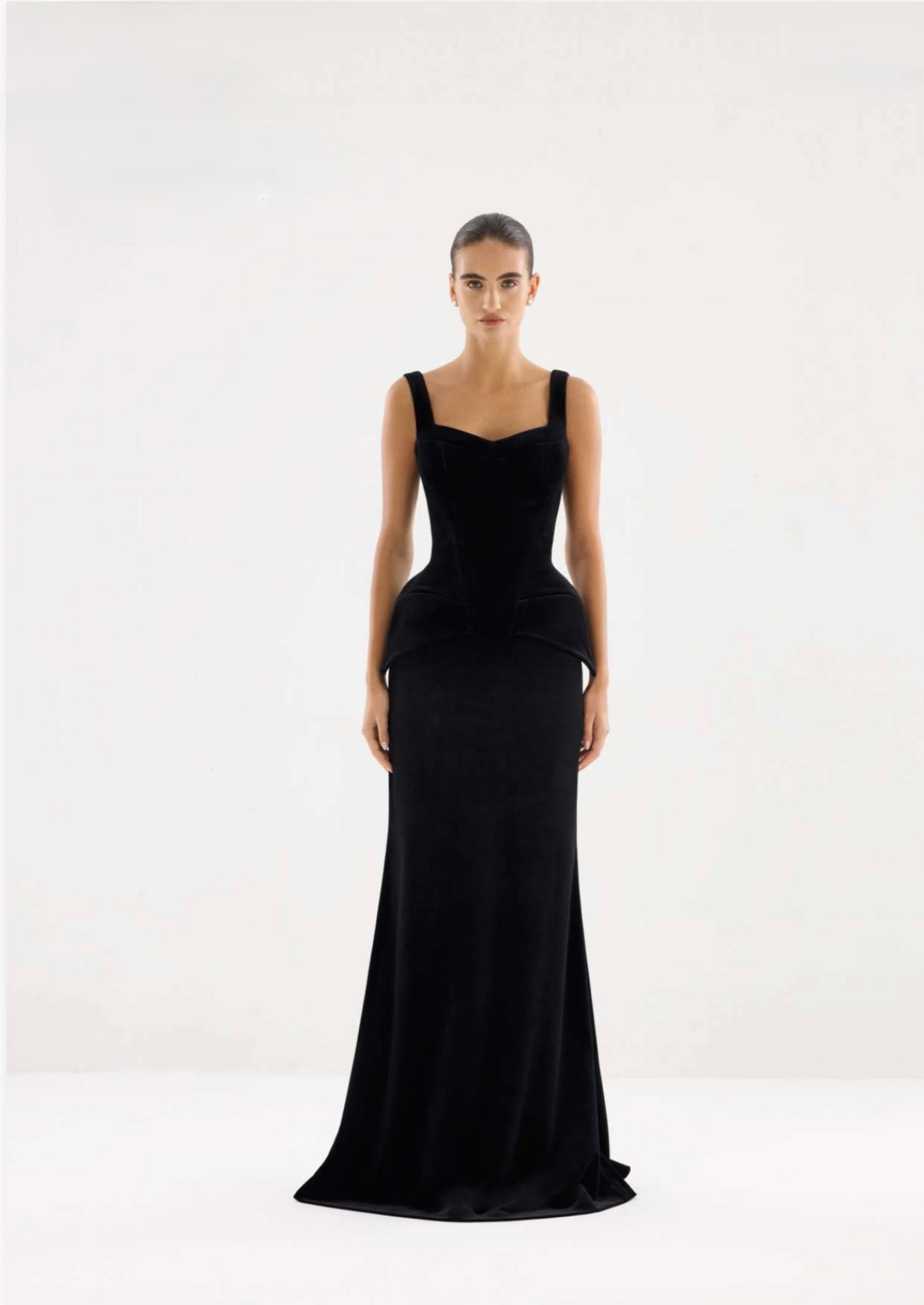 Black structured corset with wide straps