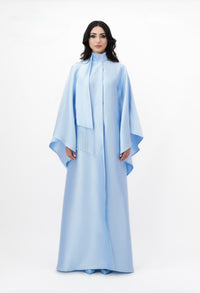 Flowing cape maxi dress with fringe detail