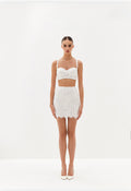 Ivory embellished bralette and mini skirt set