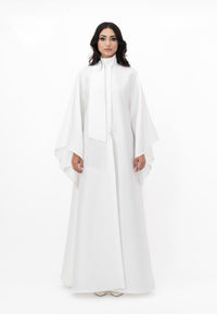 Flowing cape maxi dress with fringe detail
