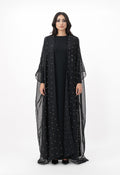 Sheer embellished overlay abaya with inner dress