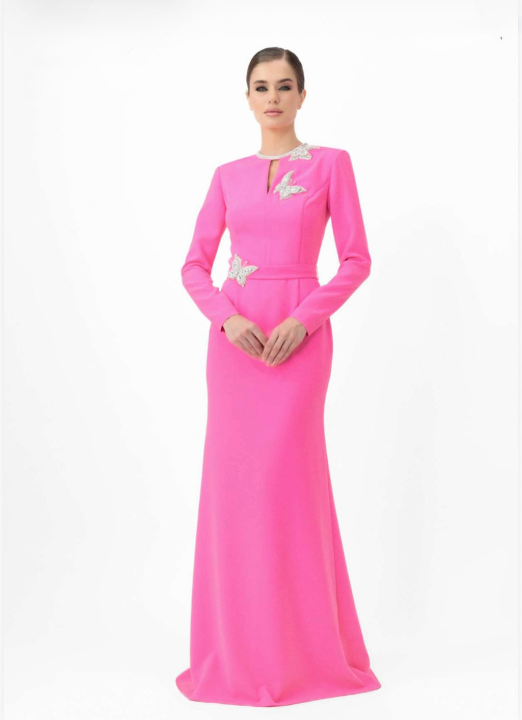 Embellished maxi dress with long sleeves