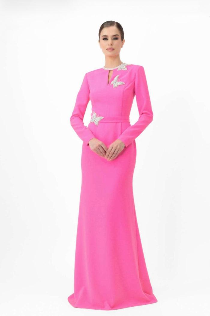 Embellished maxi dress with long sleeves