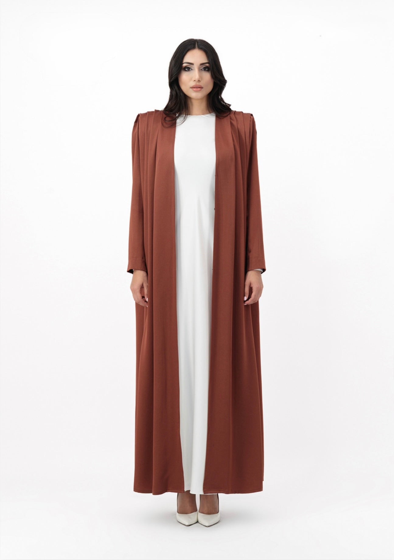 Structured open abaya with inner dress