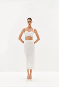 Ivory embellished bralette and midi skirt set
