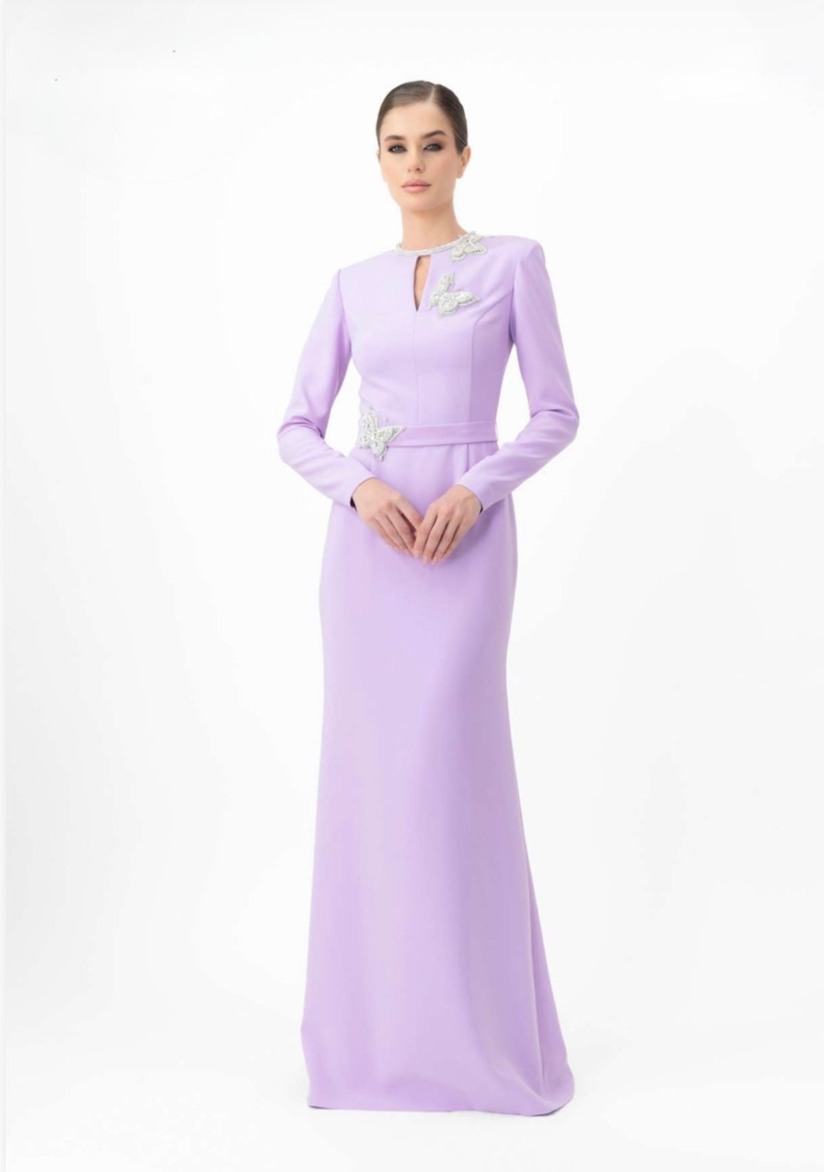 Embellished maxi dress with long sleeves