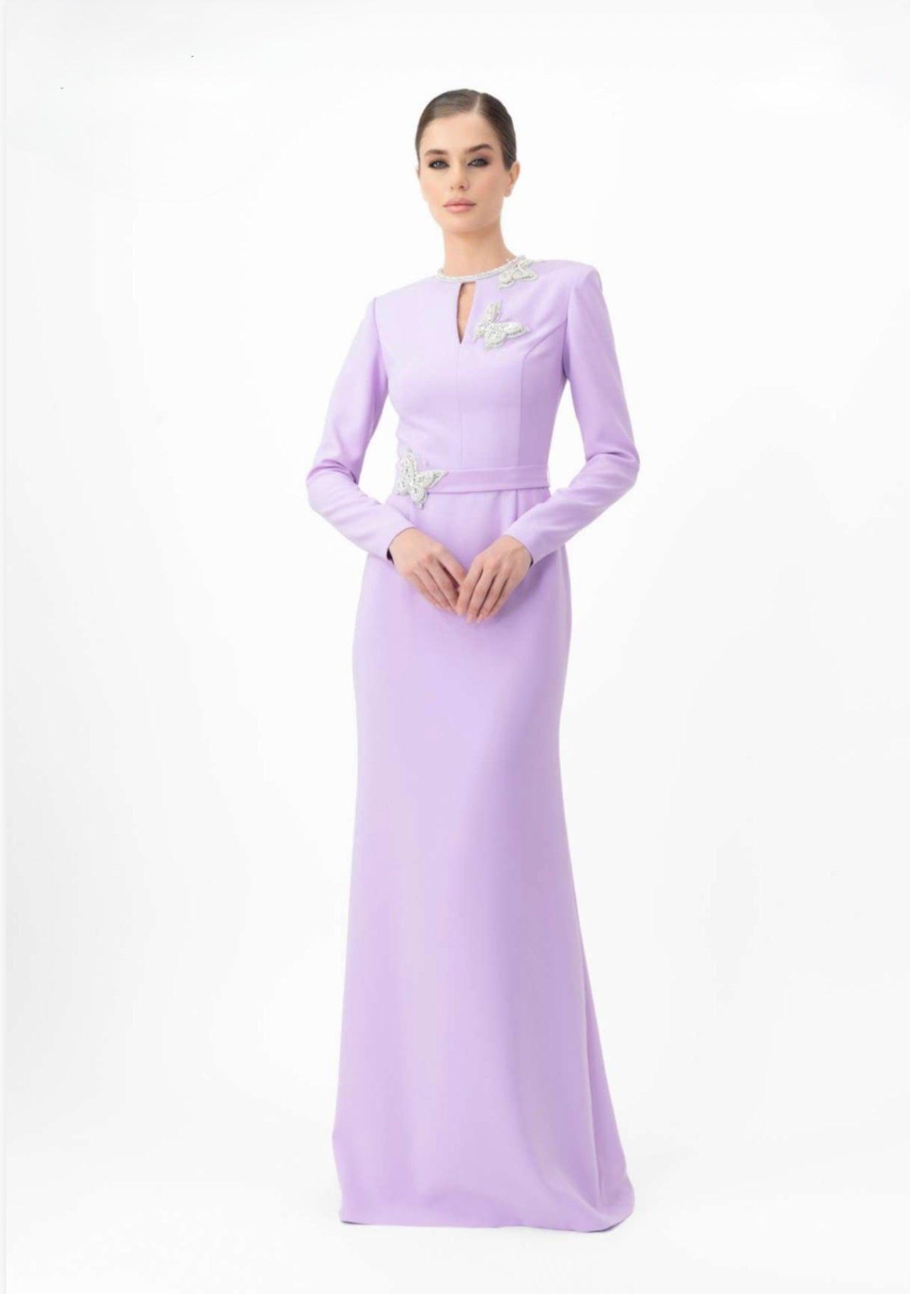 Embellished maxi dress with long sleeves