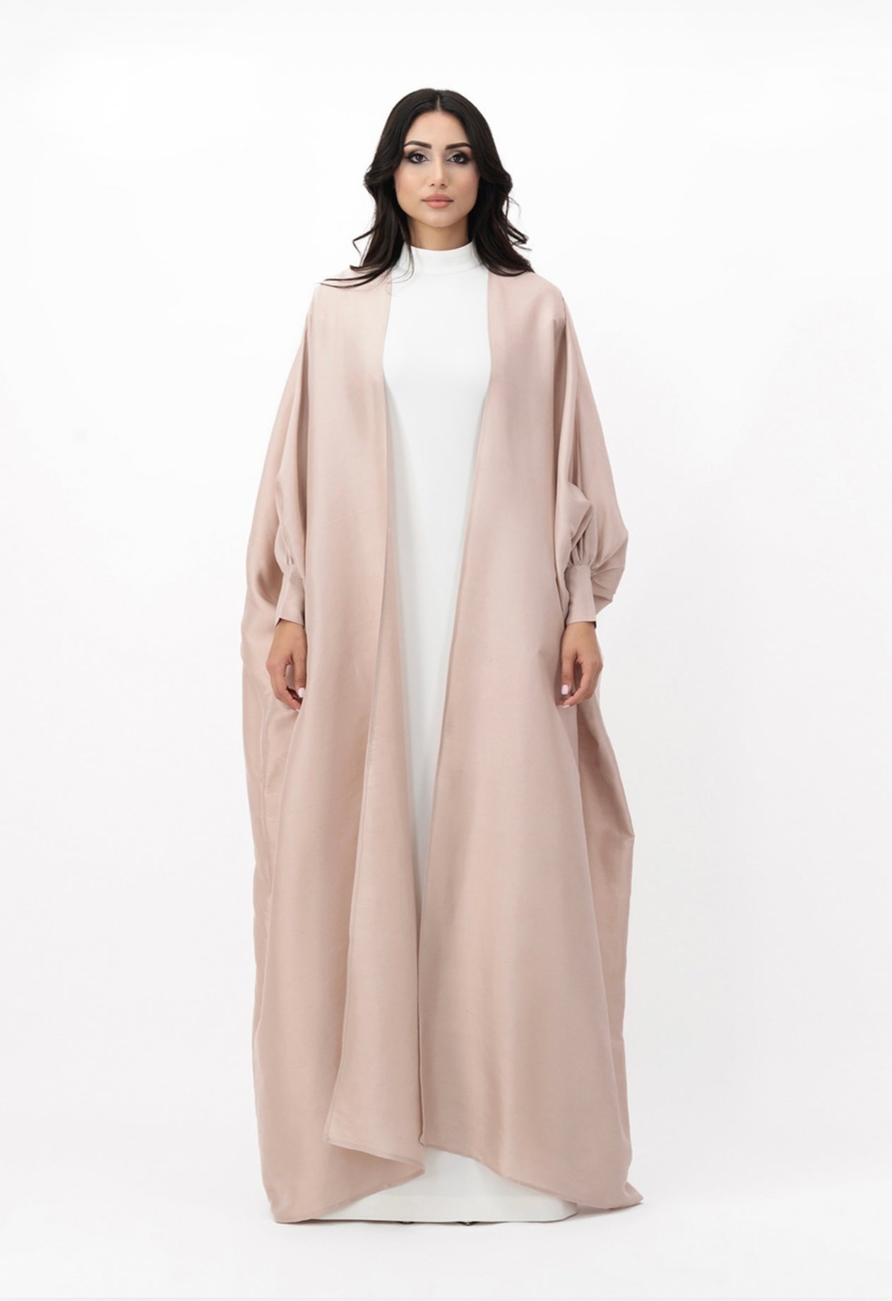 Relaxed open abaya with inner dress